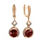 Dangle Earrings of Garnet and Champagne Diamonds. Hypoallergenic 585 (14K) Rose Gold, Black Rhodium