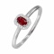 Elegant Ring Inlaid with Ruby and Diamonds. Tested 585 (14K) White Gold, Rhodium Finish