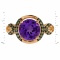 Ring with Round Amethyst and Champagne Diamonds. Hypoallergenic 585 (14K) Rose Gold, Black Rhodium. View 2