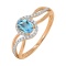 'Fusion of Emotions' Blue Topaz and Diamond Ring. Hypoallergenic 585 Rose Gold, Rhodium Detailing