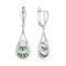 Emerald and Diamond Cascade Earrings. Certified 585 (14kt) White Gold, Rhodium Finish