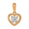 Ridged Heart Pendant with Illusion Set Diamond. Tested 585 (14K) Rose and White Gold
