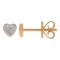 Pave Diamond Heart-shaped Stud Earrings. Hypoallergenic 585 Rose Gold, Friction Backs