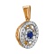 Pendant Featuring Sapphire and 34 Diamonds. Tested 585 (14K) Rose and White Gold. View 2