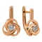 Knot Design Earrings with Diamond Clusters. Hypoallergenic 585 Rose Gold, Rhodium Detailing