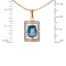 Fancy Cushion Blue Topaz and CZ Pendant. Certified 585 (14kt) Rose and White Gold
