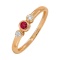 Three Stone Ring: Center Ruby, Side Diamonds. Hypoallergenic Cadmium-free 585 (14K) Rose Gold