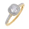 Swarovski Topaz and Diamond Scrollwork Ring. 585 (14kt) Yellow Gold, Rhodium Detailing