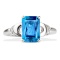 14K White Gold Ring with Swiss Hue Blue Topaz and 6 Diamonds. View 2