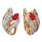 Tulip-inspired Ruby and Diamond Earrings. Tested 585 (14K) Rose and White Gold