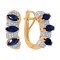 Earrings with Diamonds and Marquise-cut Sapphires. Hypoallergenic 585 Rose Gold, Rhodium Detailing