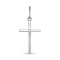 Austere Protestant Cross with a Tiny Diamond. Certified 585 (14kt) White Gold, Rhodium Finish