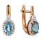 Topaz and Diamond Earrings with Nostalgic Motif. Hypoallergenic Cadmium-free 585 (14K) Rose Gold