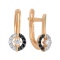 Black and White CZ Circle Children Earrings. 585 (14kt) Rose Gold, Black and White Rhodium
