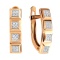 Earrings of 8 Diamond Square Clusters. Hypoallergenic 585 (14K) Rose Gold, Rhodium