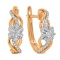Earrings with Diamond Rosebud and Diamond Sashes. Tested 585 (14K) Rose and White Gold