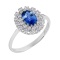 Oval-shaped Sapphire and Diamond Ring. Certified 585 (14kt) White Gold, Rhodium Finish