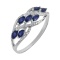 Marquise Sapphire and Diamond Ring. Certified 585 (14kt) White Gold, Rhodium Finish