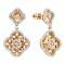 Lotus-inspired Diamond Screw Back Earrings. Hypoallergenic Cadmium-free 585 (14K) Rose Gold