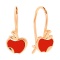 Enamel Red Apple Kids' Gold Earrings. Certified 585 (14kt) Rose Gold, Red Enamel