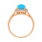 Ring with Turquoise Cabochon in Diamond Frame. Hypoallergenic 585 Rose Gold, Rhodium Detailing. View 4
