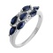 Diamond and Marquise-shaped Sapphire Ring. Certified 585 (14kt) White Gold, Rhodium Finish