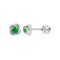 Emerald Swirl Design Stud Earrings. Certified 585 White Gold, Rhodium, Screw Backs