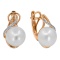 'Afrodite' Pearl and Diamond Earrings. Hypoallergenic 585 Rose Gold, Rhodium Detailing