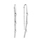 White Gold Threader Earrings with Hanging Diamonds. Tested 585 (14K) White Gold, Rhodium Finish
