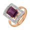 Noble Rhodolite Garnet and Diamond Ring. Certified 585 (14K) Rose and White Gold