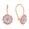 Enamel 'Peony Flower' Children's Earrings. Certified 585 (14kt) Rose Gold, Pink Enamel