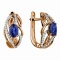 Respectable Earrings with Sapphires and Diamonds. Hypoallergenic 585 Rose Gold, Rhodium Detailing
