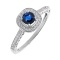 Sapphire and Diamond Open Gallery Engagement Ring. Certified 585 (14kt) White Gold