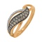 Ring with Champagne Diamonds and White Diamonds. Hypoallergenic 585 Rose Gold, White&Black Rhodium