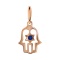 Hamsa Amulet Pendant with Sapphire. Hypoallergenic Cadmium-free 585 (14K) Rose Gold