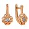 Intertwined Earrings with Diamond Clusters. Hypoallergenic 585 Rose Gold, Rhodium Detailing