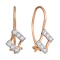 Colorless CZ Earrings for Children. Certified 585 (14kt) Rose Gold, Rhodium Detailing