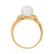 Ring with 8mm Cultured Pearl and 28 Diamonds. Hypoallergenic 585 Rose Gold, Rhodium Detailing. View 4