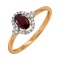 Garnet and Diamond Ring with Nostalgic Motif. Hypoallergenic Cadmium-free 585 (14K) Rose Gold