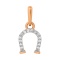 Rose Gold Horseshoe Pendant with Diamonds. Hypoallergenic Cadmium-free 585 (14K) Rose Gold