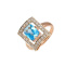 Fancy Cushion Blue Topaz and CZ Ring. Certified 585 (14kt) Rose and White Gold