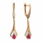 Diamond and Pear-shaped Ruby Dangle Earrings. Hypoallergenic 585 Rose Gold, Rhodium Detailing