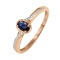 Ring with an Oval Sapphire Flanked by 20 Diamonds. Hypoallergenic 585 Rose Gold, Rhodium Detailing
