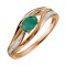 Ring with Oval Emerald and Diamond Accents. Hypoallergenic Cadmium-free 585 Rose Gold
