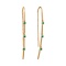 Threader Earrings with Hanging Emeralds. Hypoallergenic 585 Rose Gold, Rhodium Detailing