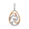 Fine Pendant of Gold and Diamond Curls. Hypoallergenic Cadmium-free 585 (14K) Rose Gold