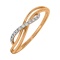 Criss-cross Wavy Ring Featuring 12 Diamonds. Hypoallergenic 585 Rose Gold, Rhodium Detailing