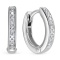 20 Diamonds Half-Eternity Huggie Earrings. Certified 585 (14kt) White Gold, Rhodium Finish