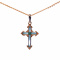 Blue Topaz-like CZ Cross Pendant. 585 (14kt) Rose Gold