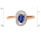Pure Classic Ring with Sapphire and Diamonds. Hypoallergenic 585 Rose Gold, Rhodium Detailing. View 2